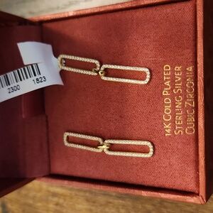 14K Gold Plated Sterling Silver Cubic Zirconia Drop Earrings